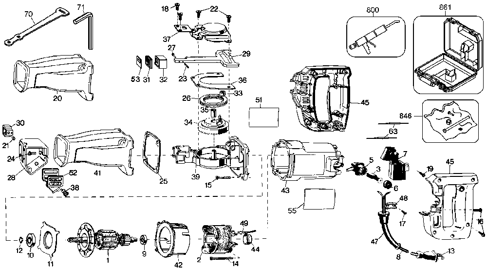 Exploded Diagram A Diagram and Parts List for 3104K-33 Type 100 Black and Decker Miter Saw